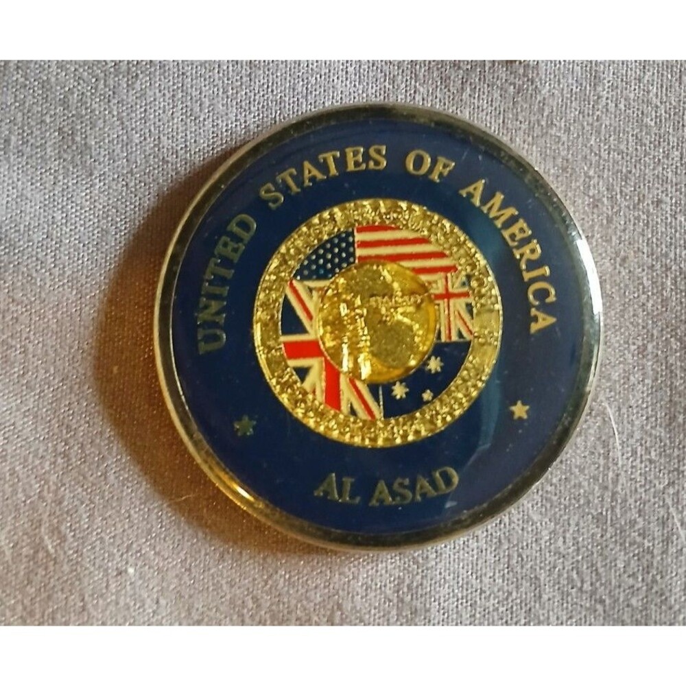 US Air Force Al Asad Iraq Challenge Coin USA British Australian Flags